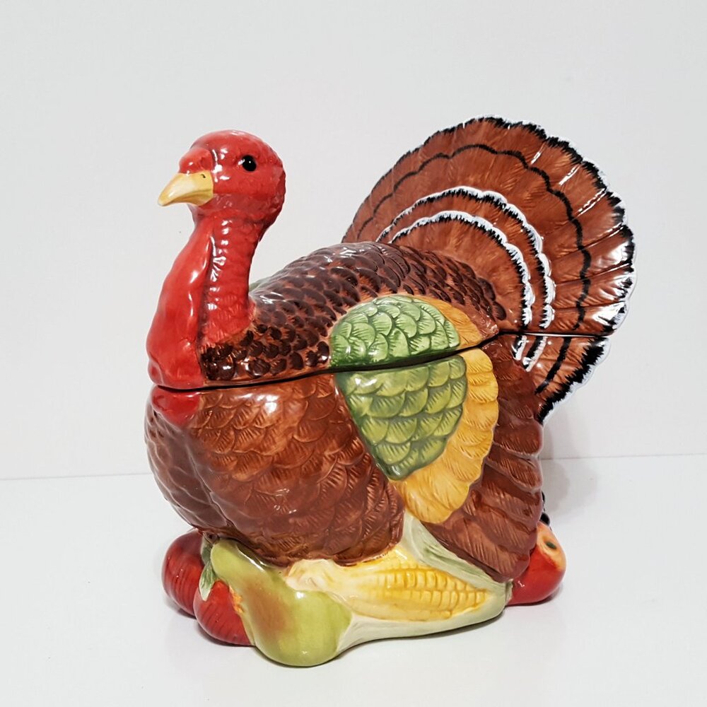 NEW RARE Large Thanksgiving Turkey Cookie Jar 8.75'' H x 10.38'' d NIB